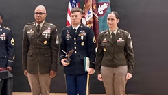 Munson Army Health Center Radiology Specialist Staff Sgt. Nicholas Cagle was recognized for exceptional leadership, earning the Sergeant Major of the Army Leon Van Autreve Leadership Award at the U.S. Army Medical Noncommissioned Officer Academy Senior Leader Course, Fort Sam Houston, April 24.