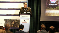 U.S. Army Brig. Gen. Roger Giraud speaking to senior NATO members