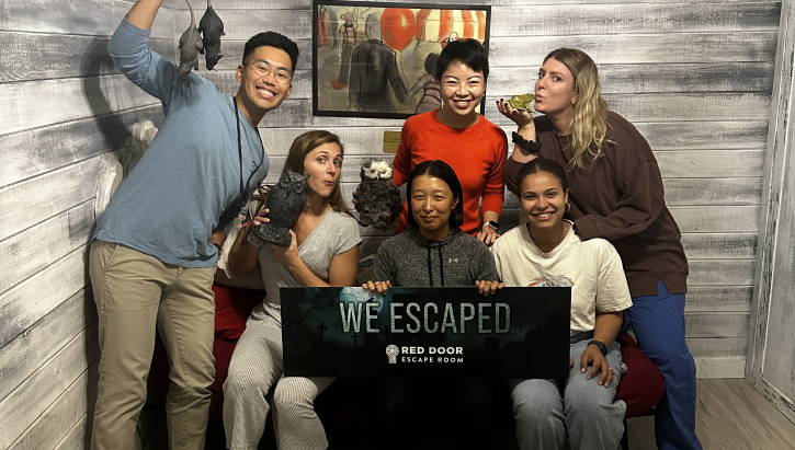 General Surgery Residents and the General Surgery Program Director successfully navigated an escape room during a team building activity.