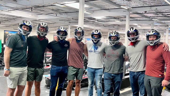 NMCSD Orthopaedic Surgery residents enjoy an offsite adventure of racecar driving during their Wellness Day activities. 