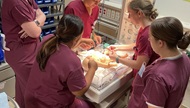 NMCSD Pediatric residents and rotating medical students participate in a Neonatal Intensive Care simulation scenario.