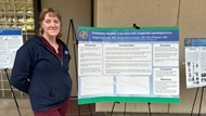 NMCSD Pediatric PGY-1 resident presents a poster presentation at NMCSD's 2024 Academic Research Competition.