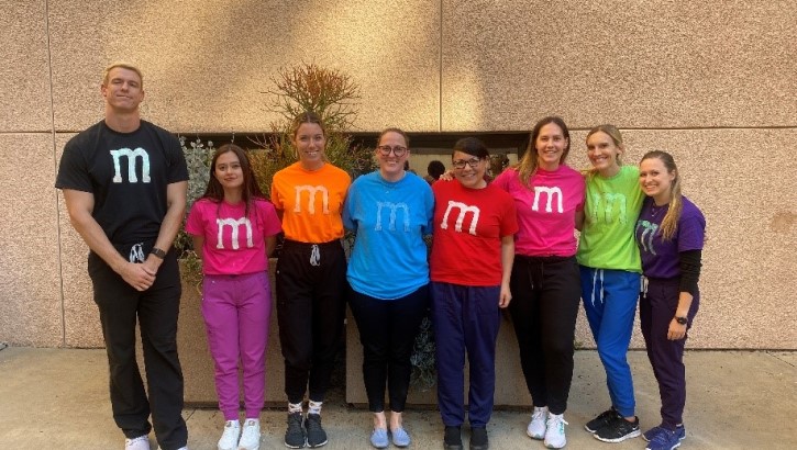 The Psychiatry Inpatient team showing impressive coordination for a group Halloween costume.