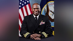 Naval Medical Readiness Logistics Command’s (NMRLC) executive officer, Cmdr. Olusegun A. Olabode