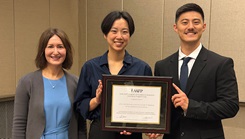 From left, Dr. Christina M. Kelly, vice chair for faculty development and advancement in the USU Department of Family Medicine, joins USU medical students Allison Kwon and Tyler Kraft, both Class of 2028, who accepted the 2026 AAFP Program of Excellence Award for Innovative Programming on behalf of the Family Medicine Interest Group