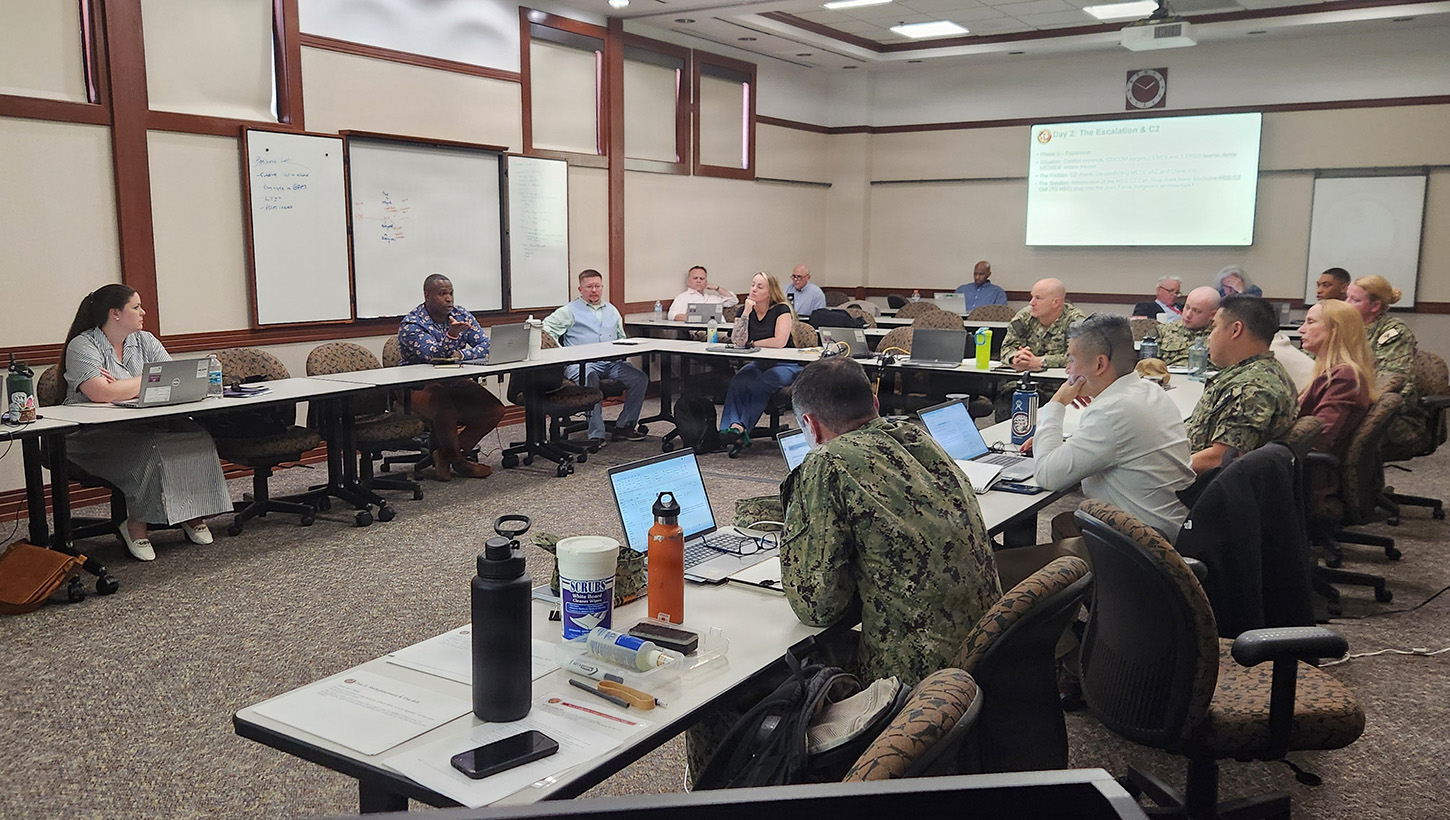 Navy Medicine leaders and operational planners collaborate during Naval Medical Forces Atlantic’s Expeditionary Medicine Combatant Command Integration Operational Planning Team