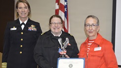 Lt. Erica Fallon (middle) Naval Hospital Bremerton Physical and Occupational Therapy department head was recognized as a MOAA Junior Officer of the Year