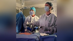 U.S. Navy Cmdr. Debra Lowry, middle, surgeon aboard aircraft carrier USS Carl Vinson, and U.S. Navy Lt. j.g. Kimberly Graff, physician assistant, perform an appendectomy while in the U.S. 3rd fleet area of operations. 