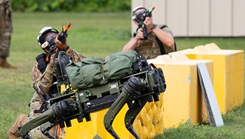 Photo of two soldier's doing vr simulation training