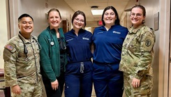 Bayne-Jones Army Community Hospital pediatricians and Franciscan Missionaries of Our Lady University physician assistant students gather in the Pediatric Clinic