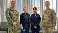 , (from left) U.S. Navy Cmdr. Brian Taylor , U.S. Naval Hospital Yokosuka (USNH Yokosuka) pediatrician and acting director for medical services; U.S. Navy Cmdr. Konstance Mackie, USNH Yokosuka pediatric nurse; U.S. Navy Lt. Laila Kong, USHN Yokosuka pediatric nurse; and U.S. Army Col. (Dr.) Charlie T. Nguyen, TAMC pediatric and cardiologist
