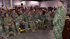 Read Adm. Matthew Case, acting Surgeon General and chief, U.S. Navy Bureau of Medicine and Surgery, held an open discussion town hall meeting with Naval Medical Readiness Logistics Command (NMRLC)