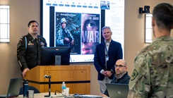 Army Col. Daniel Kearney and Dr. Francis O'Connor address scientists from six NATO nations at USU