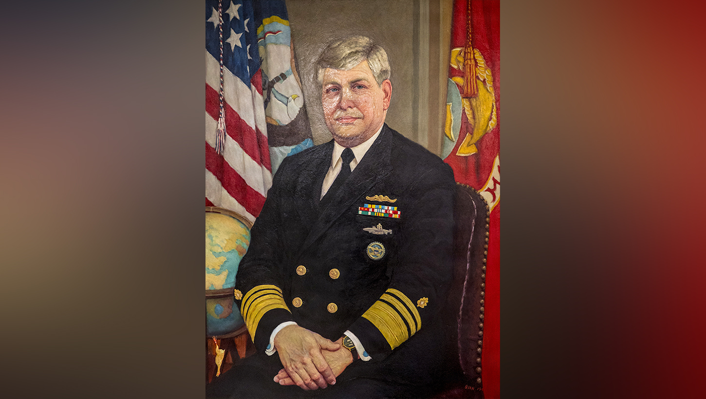 An oil painting of U.S. Navy Vice Adm. James Zimble