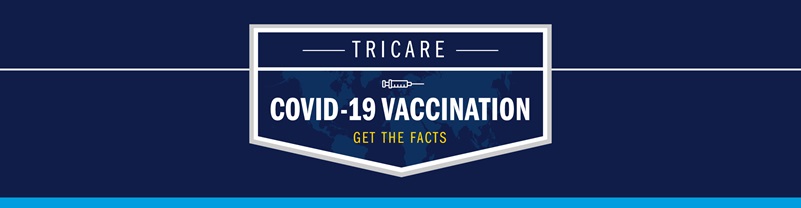 A header graphic with TRICARE COVID-19 vaccine logo, with a subhead that says get that facts!