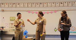 Dentists and hygienists from Naval Health Clinic Lemoore visited two elementary schools to teach children the importance of dental hygiene.