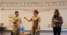 Dentists and hygienists from Naval Health Clinic Lemoore visited two elementary schools to teach children the importance of dental hygiene.