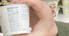A close-up shot of a nutrition label on the back of a food item