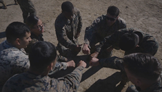 U.S. Marine Corps Brig. Gen. David C. Hyman, commanding general of Marine Corps Recruit Depot San Diego and the Western Recruiting Region (left), and U.S. Navy Capt. Michael E. Hall, depot chaplain of MCRD San Diego (right)
