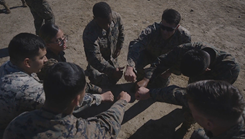 U.S. Marine Corps Brig. Gen. David C. Hyman, commanding general of Marine Corps Recruit Depot San Diego and the Western Recruiting Region (left), and U.S. Navy Capt. Michael E. Hall, depot chaplain of MCRD San Diego (right)