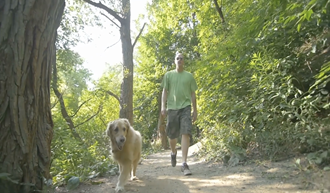 Link to Video: Person walking their dog outside
