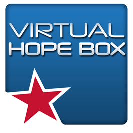 Blue background with white text that reads "Virtual Hope box"