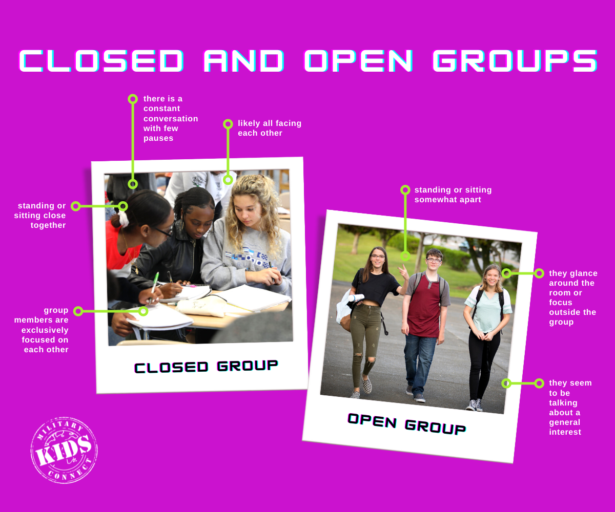 graphic that explains the features of closed and open groups