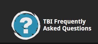 Question mark in a circle and text staying TBI Frequently Asked Questions