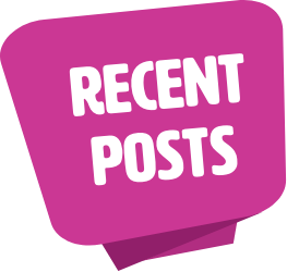 Pink sign that says 'Recent Posts'