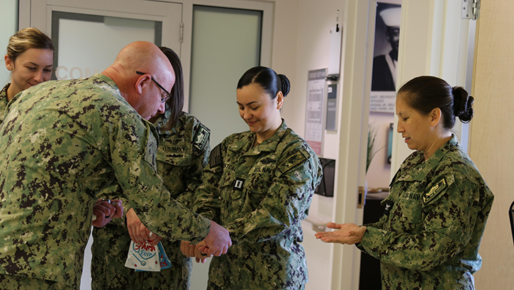 Military medical personnel participate in the Blessing of the Hands